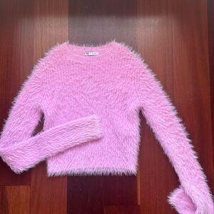 Zara Long Sleeve Pink Fuzzy Sweater